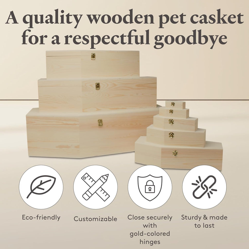 Wooden Memorial Keepsake Box, 17-3/4 Inch Pet Casket, Wooden Coffin Tray, Unfinished Wood, Pack of 1 for Small Pet