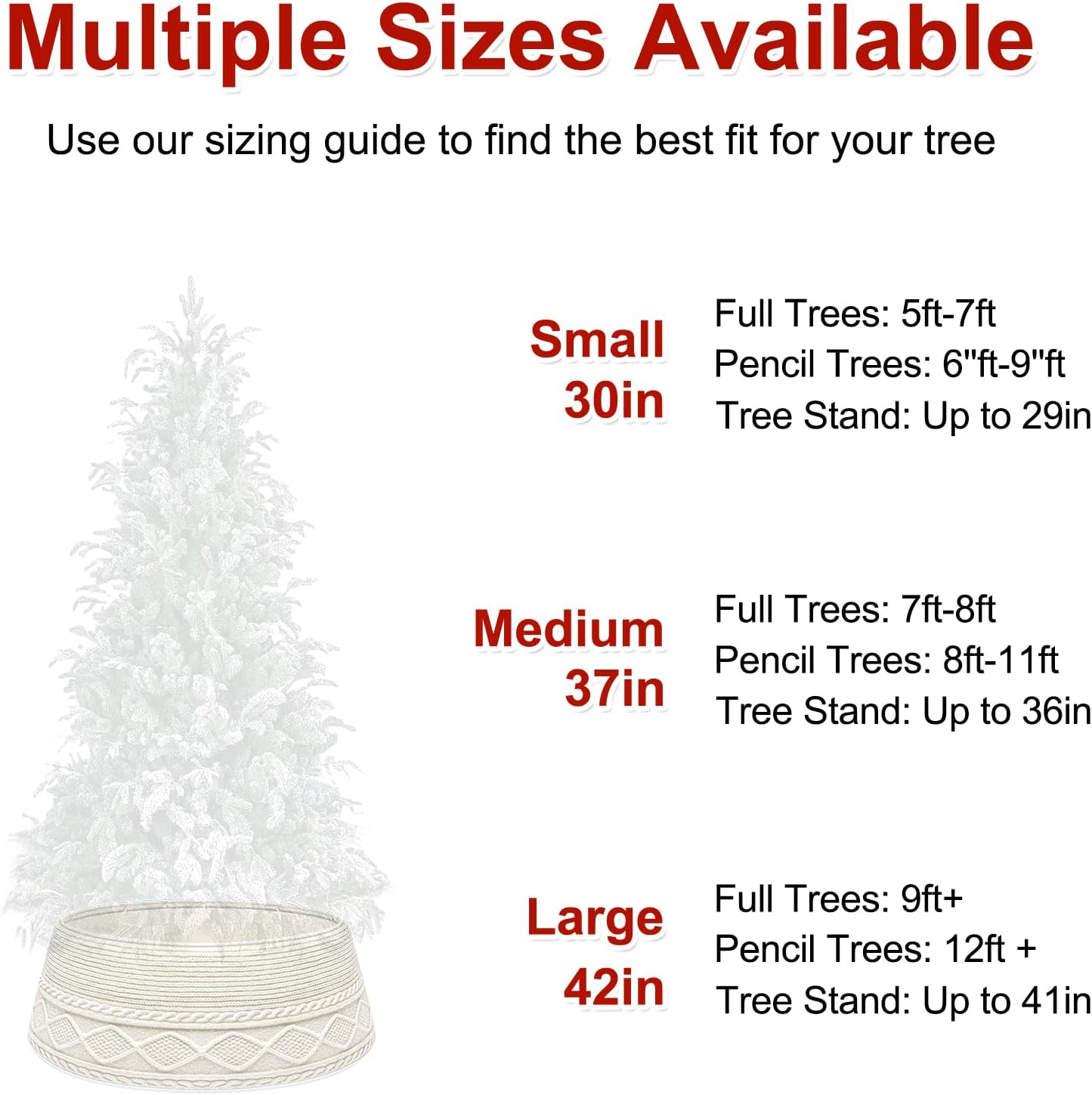 Christmas Tree Collar, 29 inch Knit Xmas Tree Collar, Christmas Tree Collars for Atificial Trees, Tree Stand Base