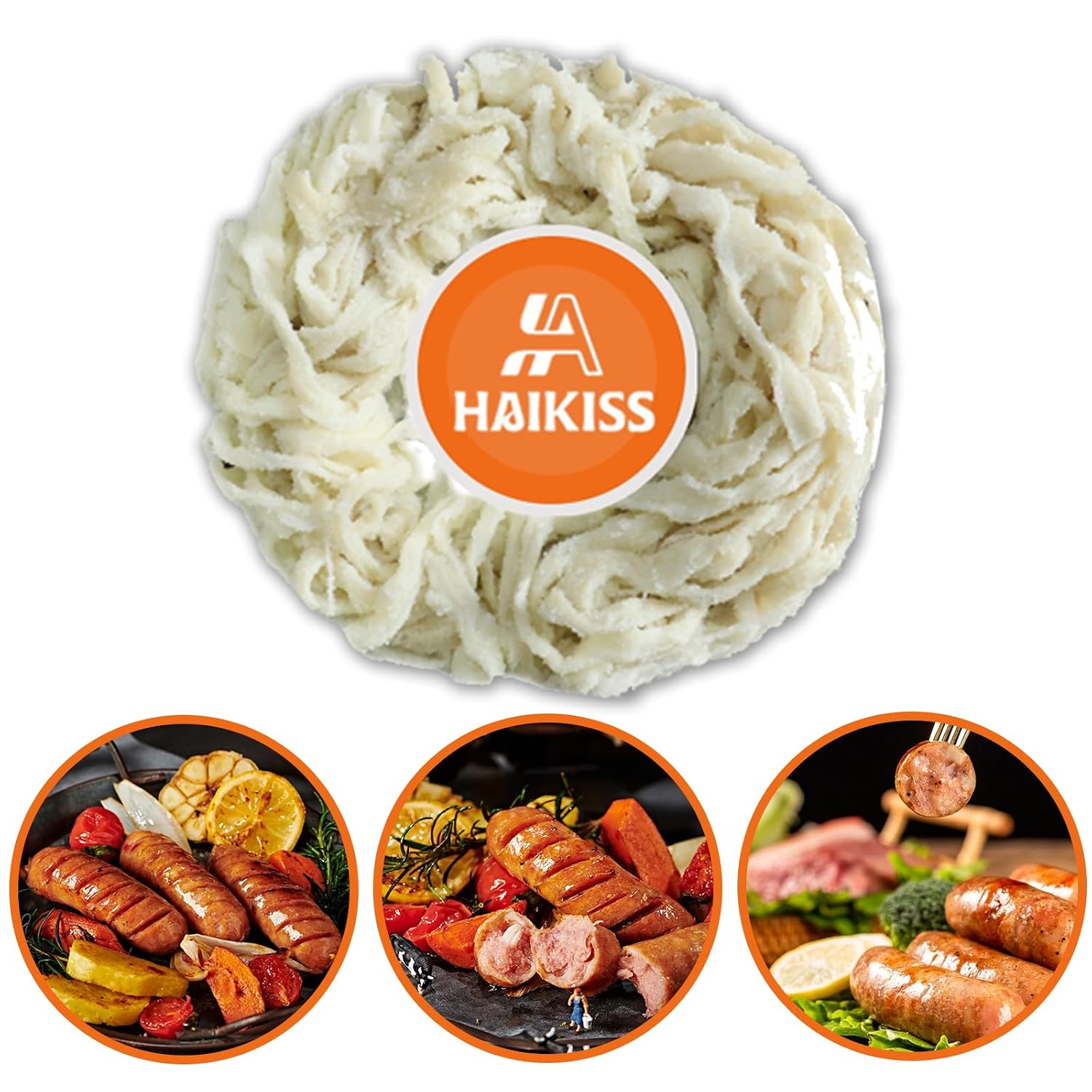 Natural Hog Sausage Casing, Edible Casings for Sausage Making, Grade A, Great for Snack Sticks, Italian Sausage, Hot