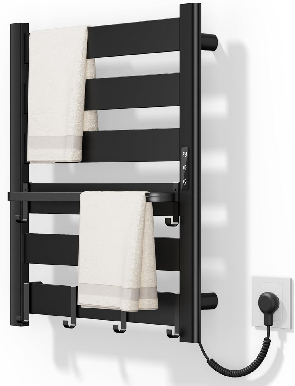 Wall Mounted Heated Towel Rack, 6-Bar Towel Warmer for Bathroom | PTC Fast Heating Up to 170°F in 6 Minutes