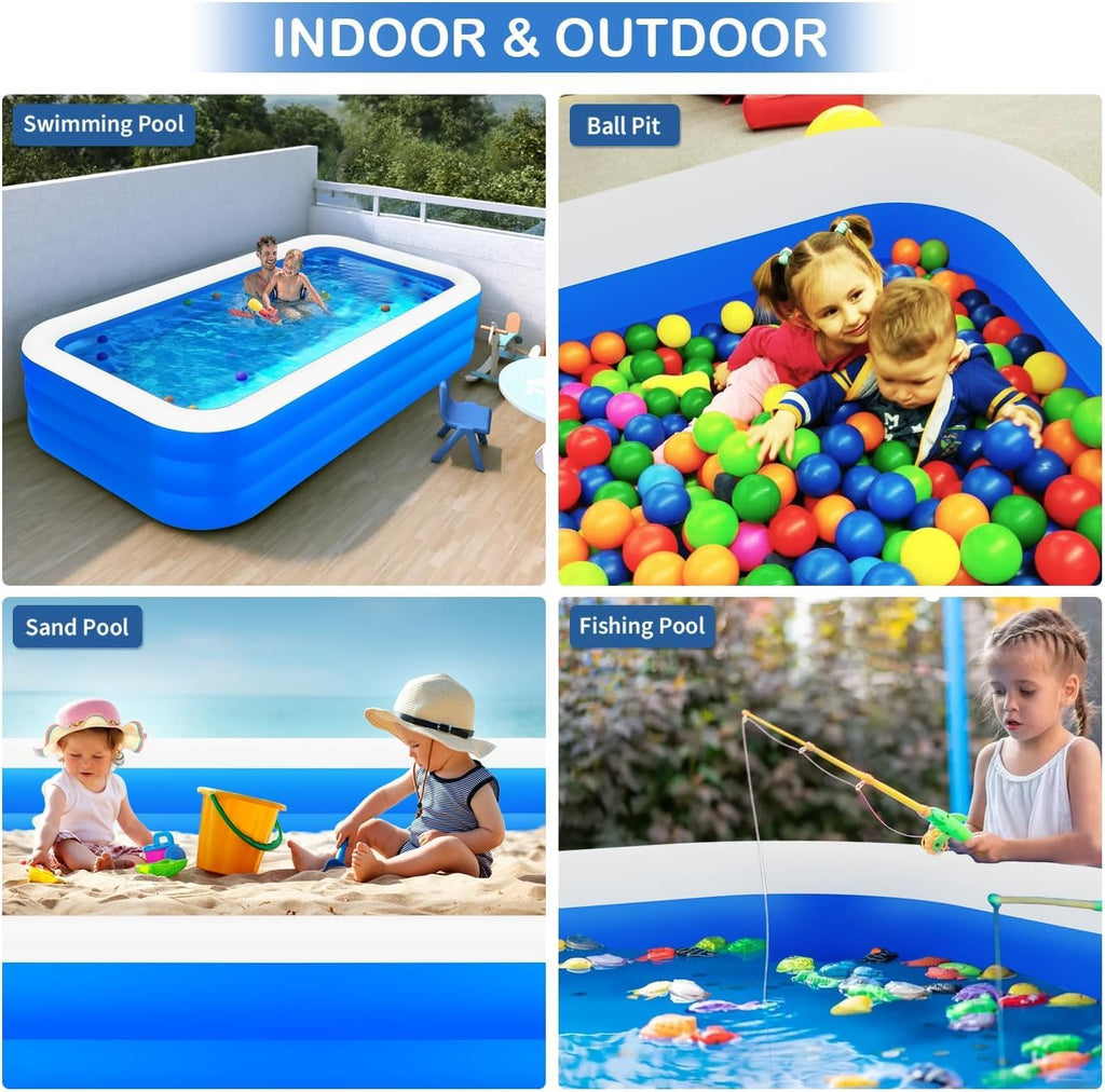 Large Inflatable Pool for Adults- 120"x70"x22" Inflatable Swimming Pool Blow-Up Pools, Oversized Thickened Heavy Duty