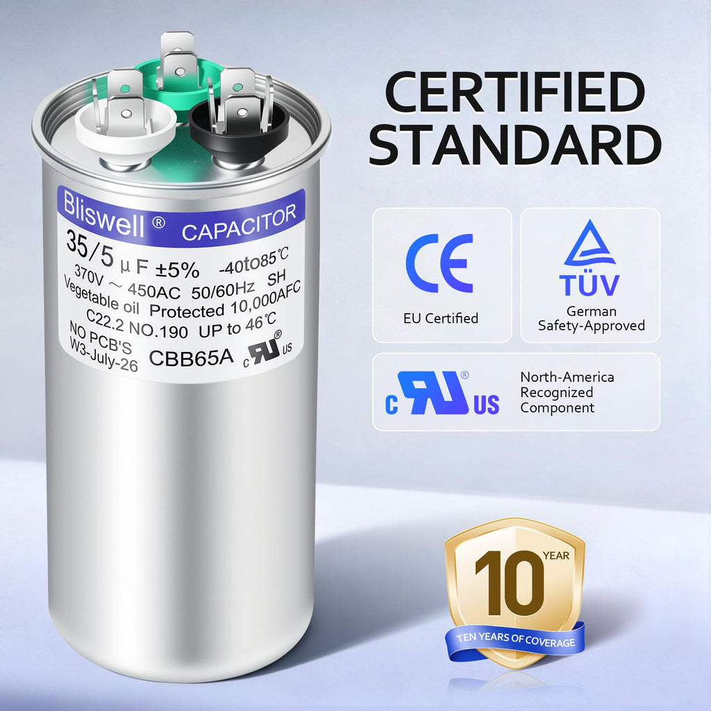 CBB65A 35+5 MFD Dual Run Capacitor, Round