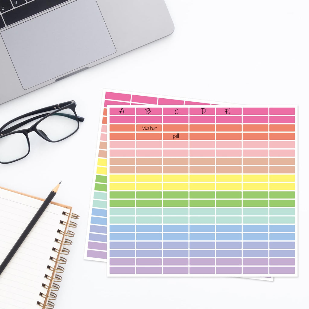 20 Sheets Color Coding Labels, Macron Color, 0.5 x 1.77 Inch