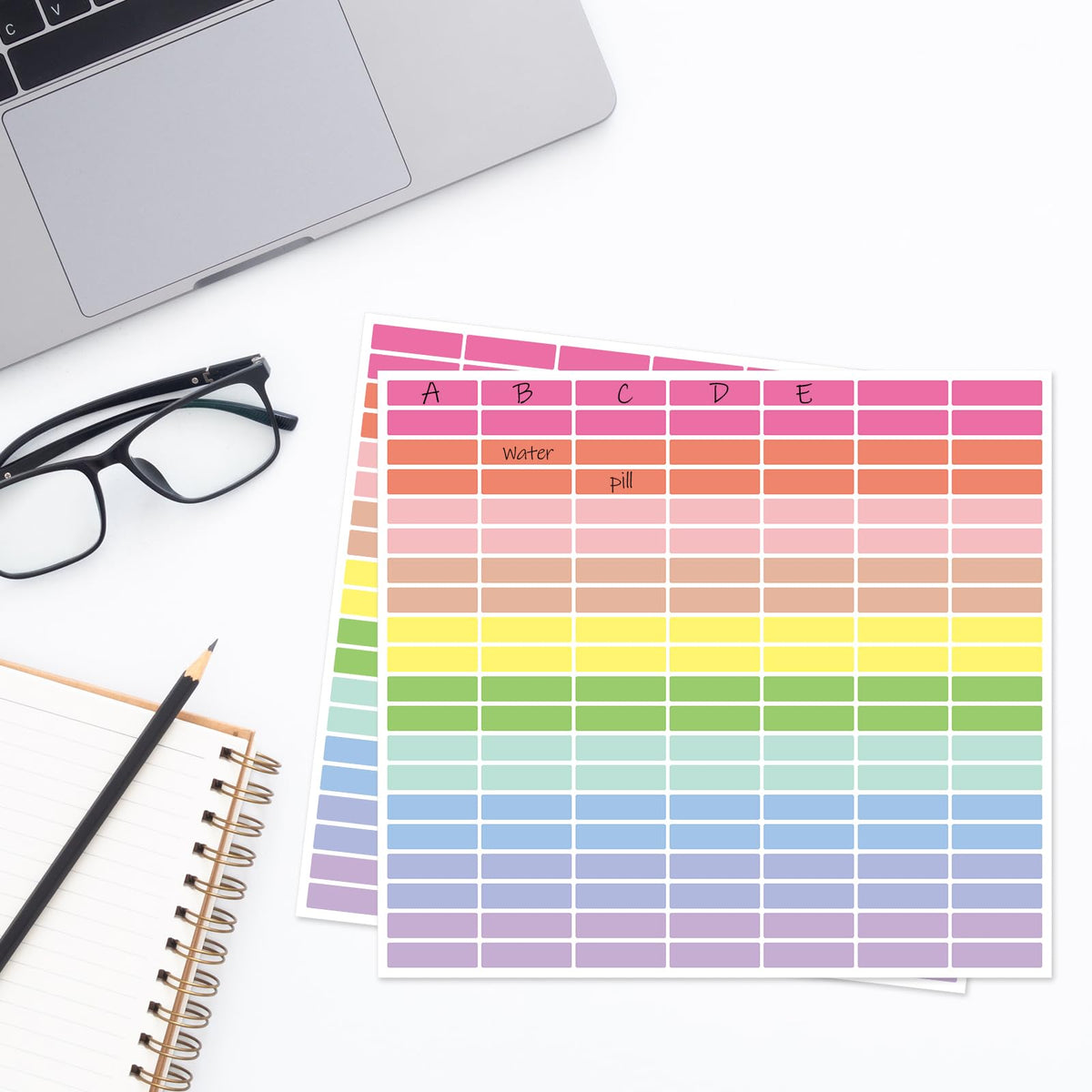 20 Sheets Color Coding Labels, Macron Color, 0.5 x 1.77 Inch