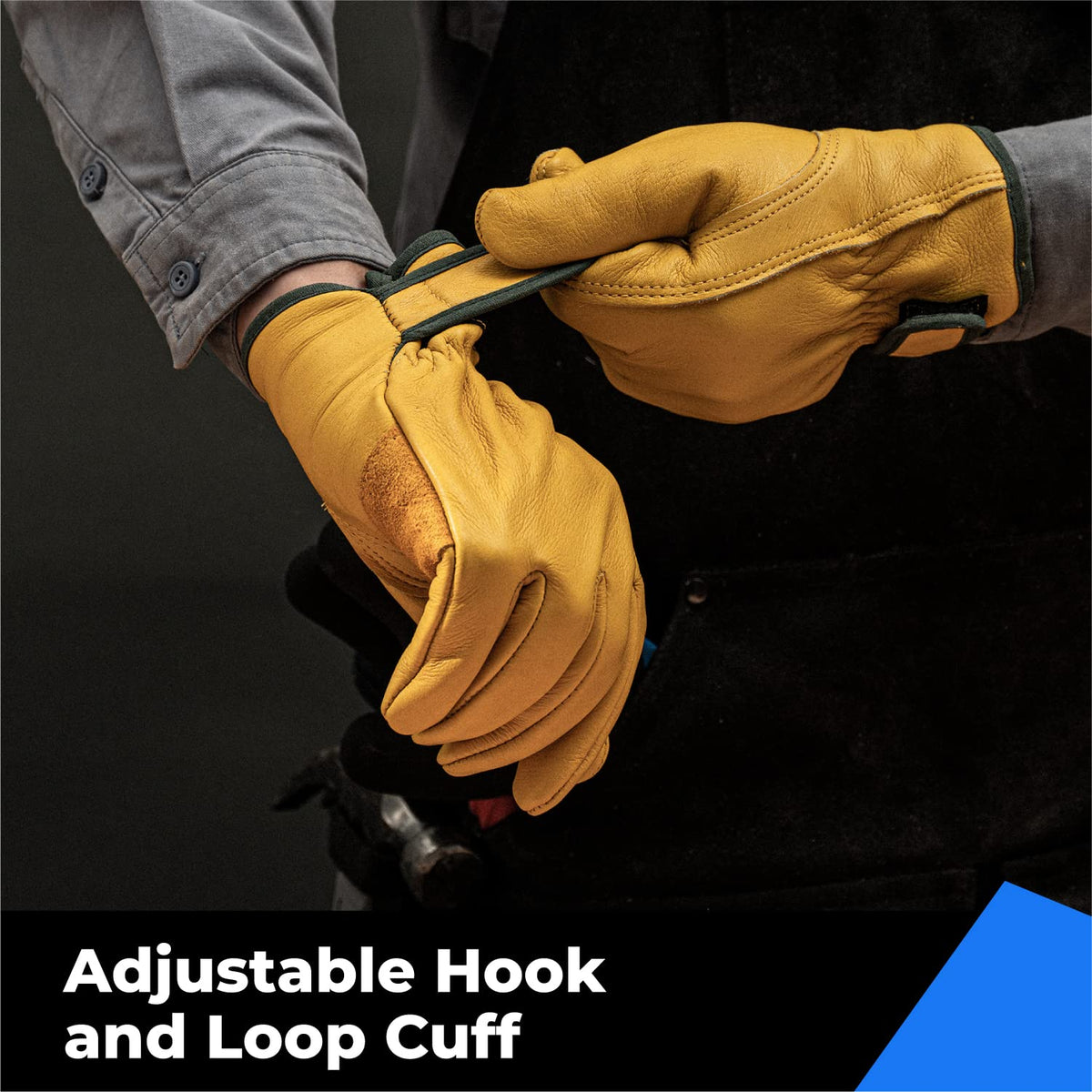 Winter Leather Work Gloves, Warm Thinsulate Lining for Cold Weather Work, 100% Full Grain Cowhide with Abrasion and