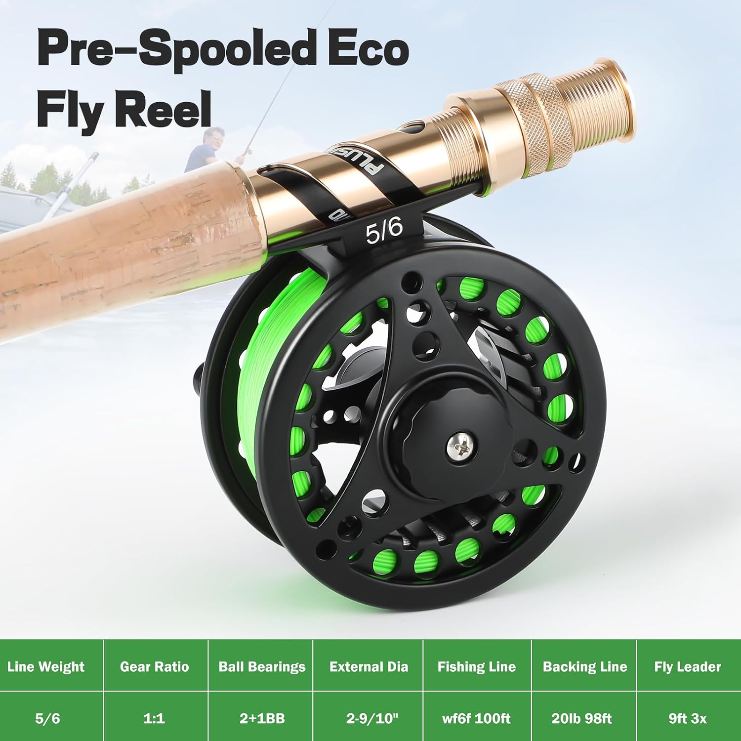 Fly Fishing Rod and Reel Combo Kit, Fly Fishing Rod for Starters | 4 Piece Lightweight Ultra-Portable Graphite 5 Wt