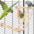 Bird Perches Ladder with Swing, Natural Wood Parrot Climbing Bridge Perch Toys, Exercise Play Stand Parakeet Cage