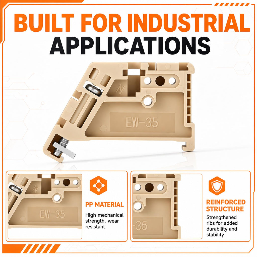 Konohan 30 Pcs Din Rail Terminal Block Rail-Type End Stopper Bracket