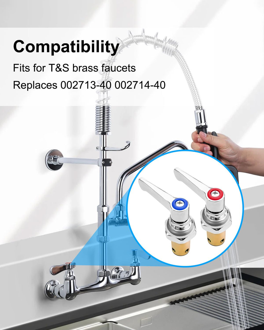 Hot & Cold Side Spindle Assembly Fit for T&S Brass Faucet