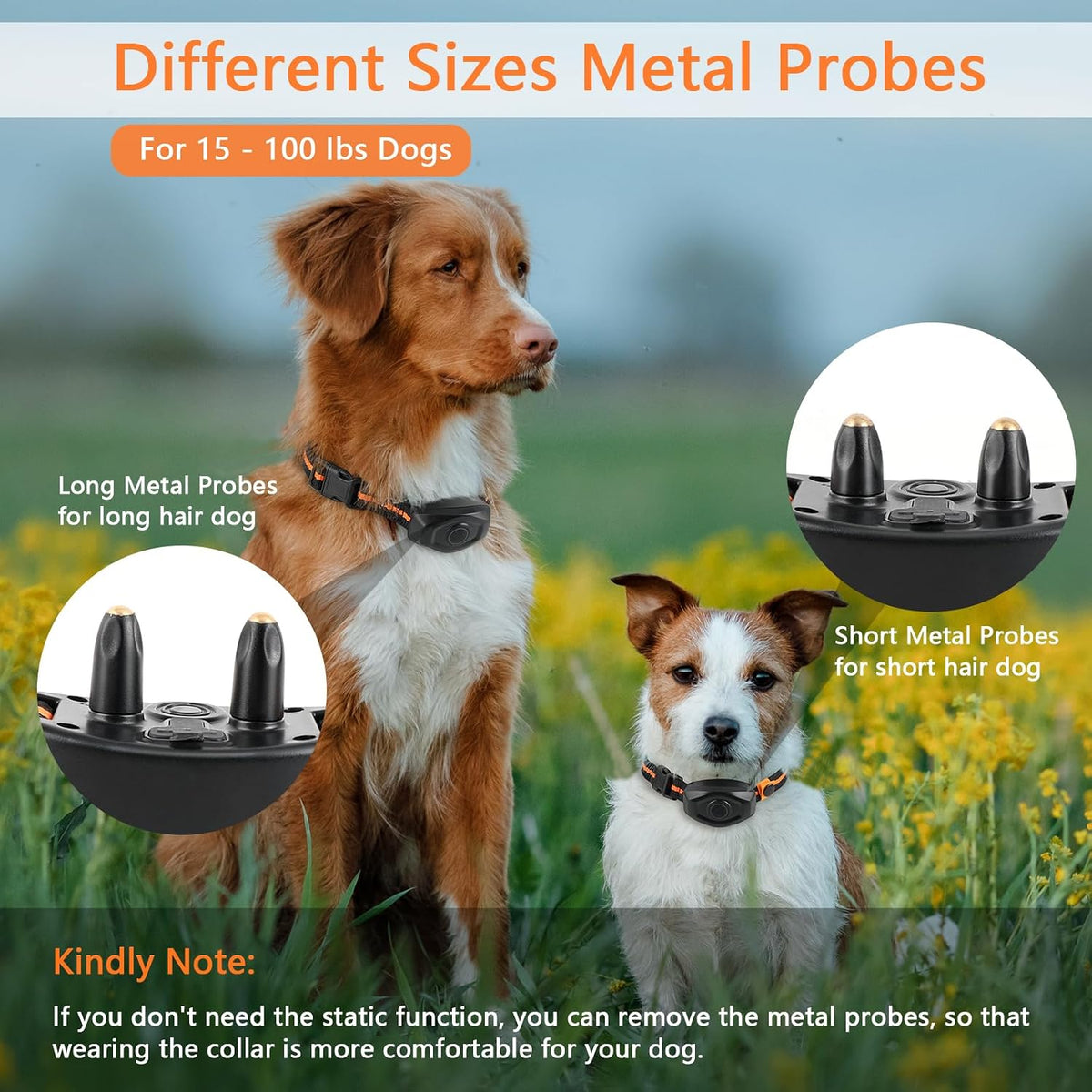 Dog Training Collar, IPX7 Waterproof Dog Shock Collar with Remote Control Range 1300ft, 3 Training Modes, Beep
