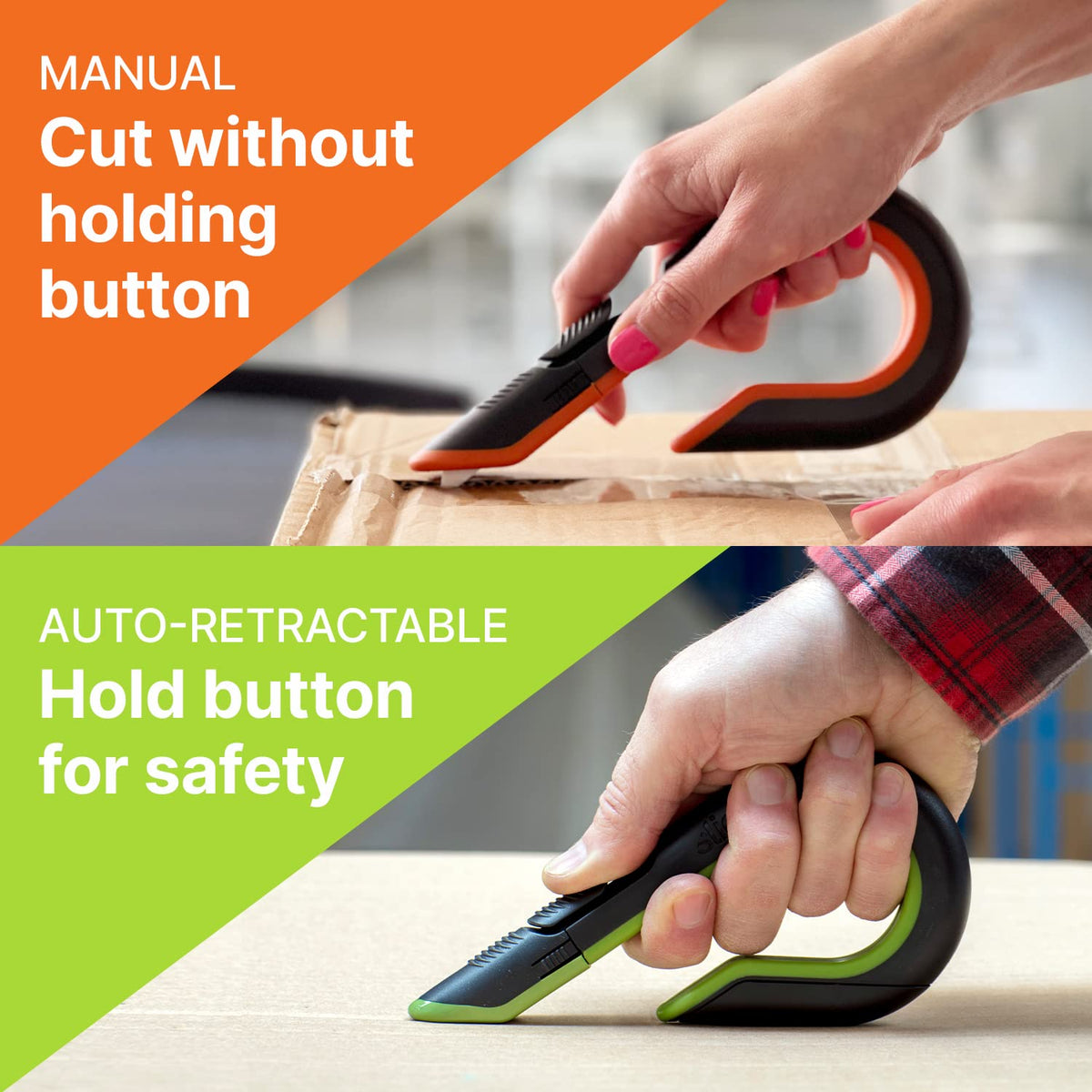 10400 Box Cutter, 3 Position Manual Button with Ceramic Blade, Locking blade