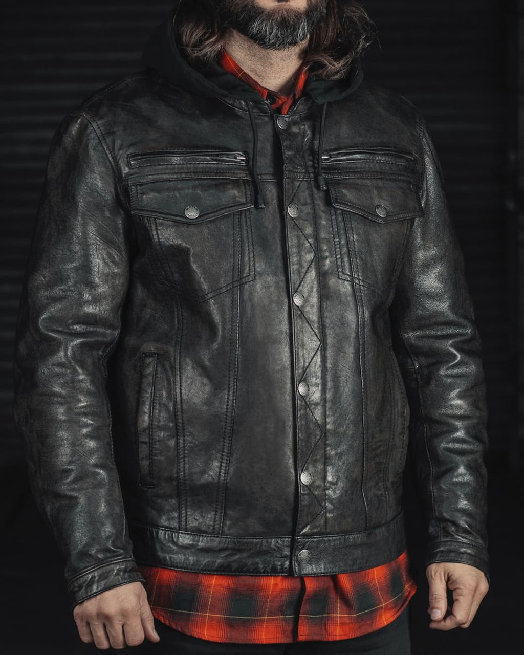 Vendetta - Leather Motorcycle Jacket For Men & Biker Leather Jacket With Armor Pockets Removable Thermal Liner
