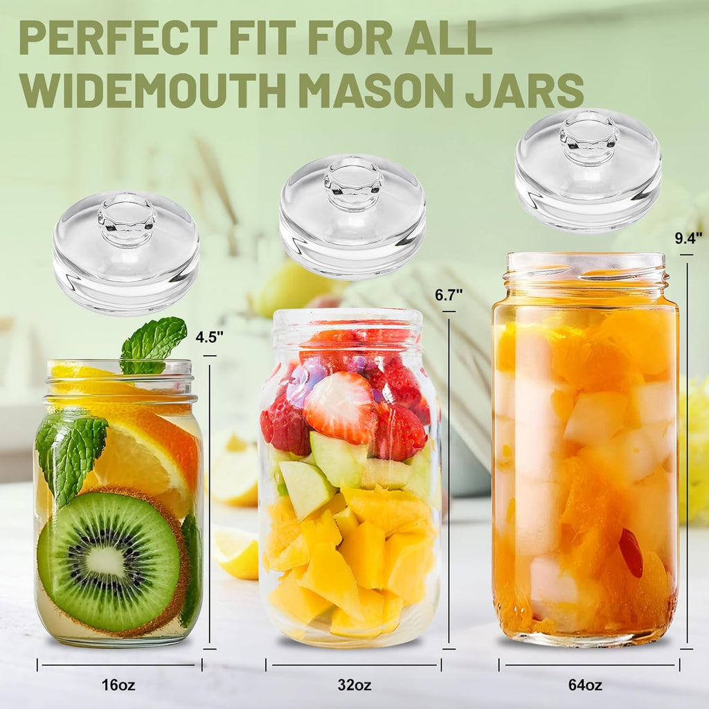 Fermentation Kit for Wide Mouth Mason Jars-4 Stainless Steel Fermentation Lids,4 Glass Fermentation Weights,1