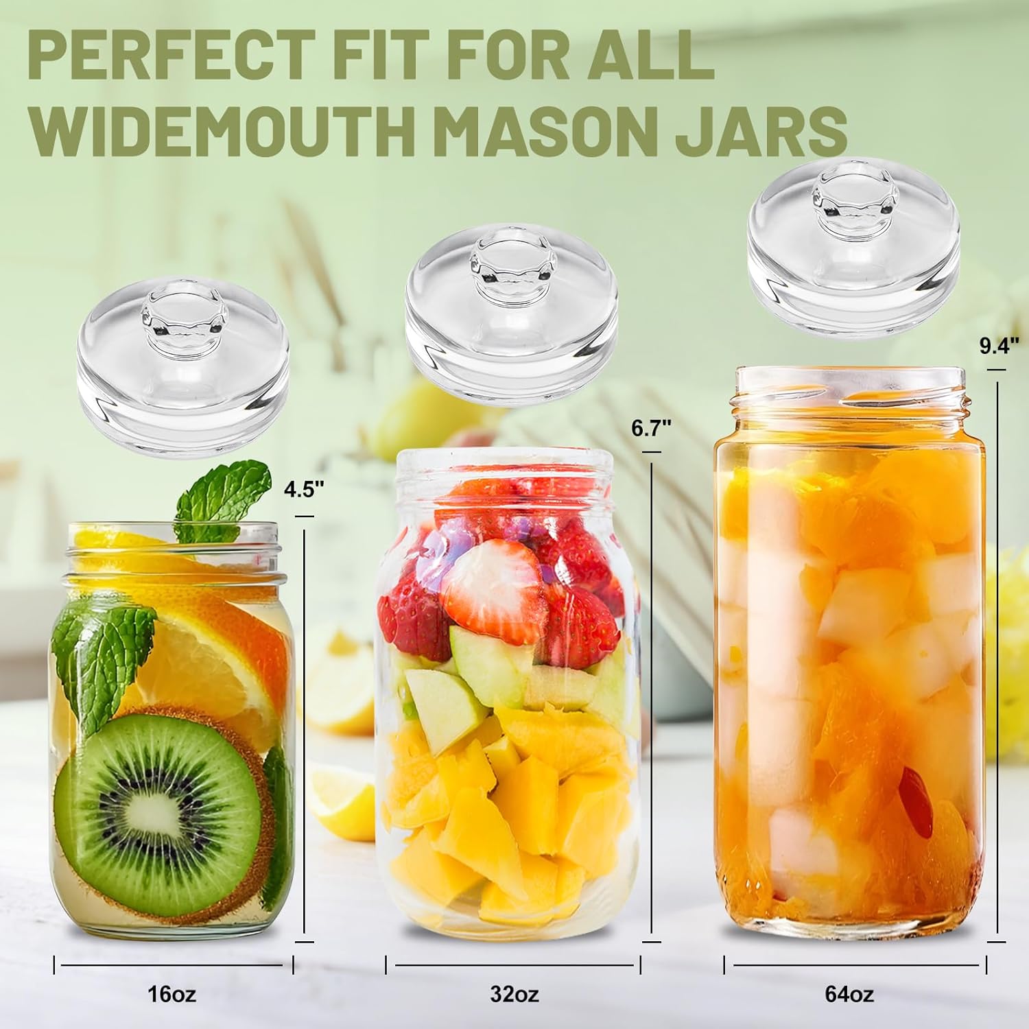 Fermentation Kit for Wide Mouth Mason Jars-4 Stainless Steel Fermentation Lids,4 Glass Fermentation Weights,1