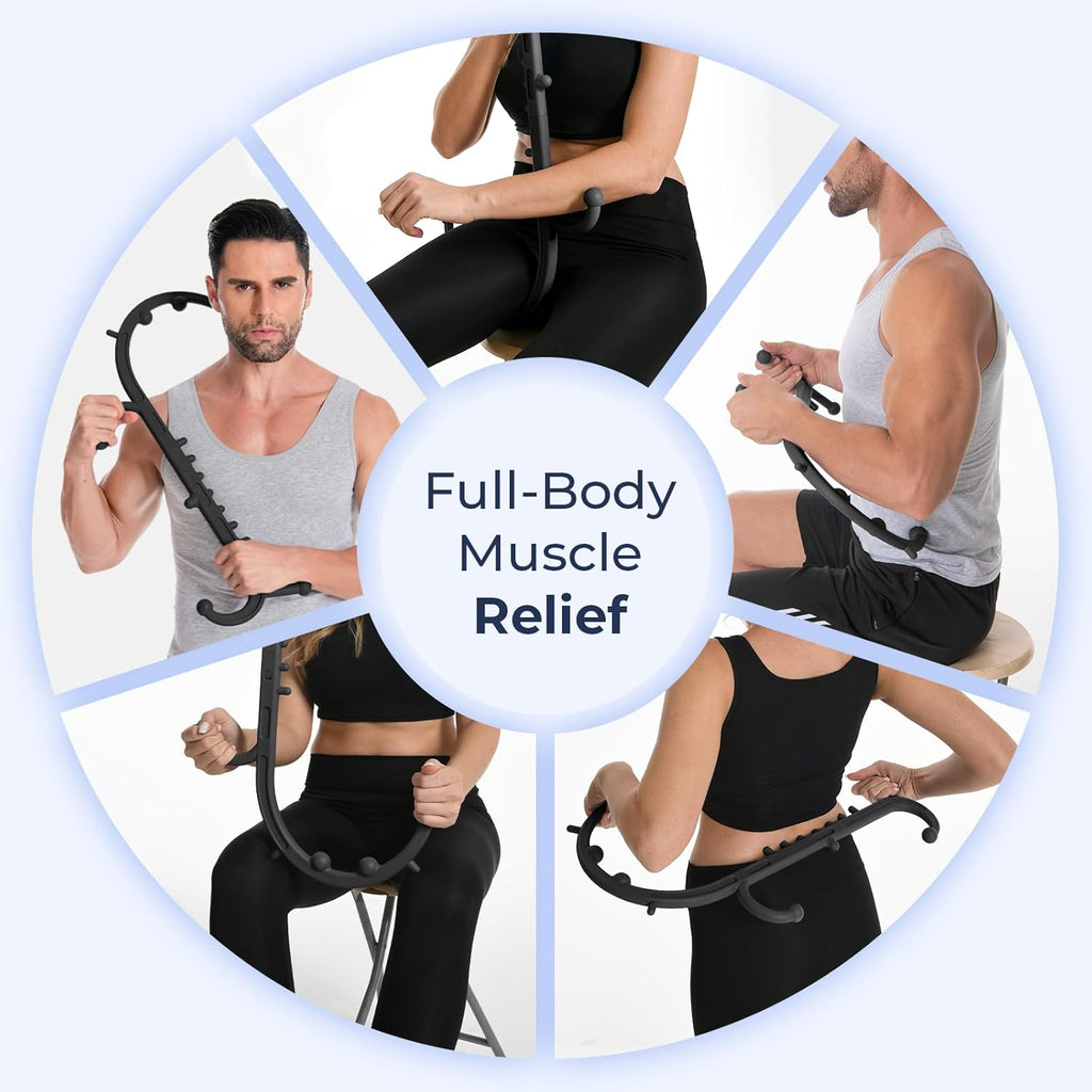 Deep Tissue Back & Neck Massager - Back Massager Stick for Pain Relief, Muscle Knot Remover, Trigger Point Massage