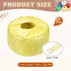 2Roll Polyester Nylon Plastic Rope Twine 100m/328ft Cord Yellow