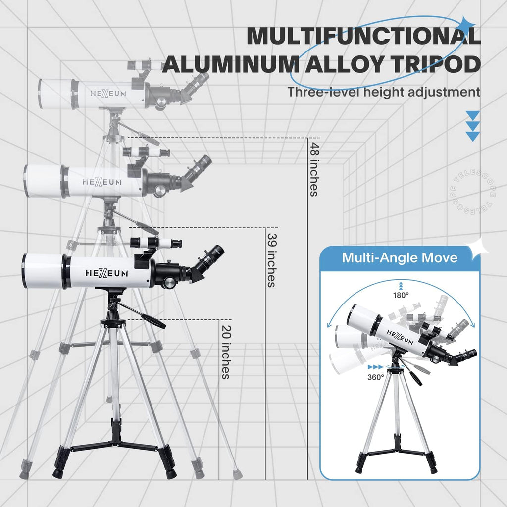 Telescope for Adults, 80mm/600mm AZ Refractor for Beginners | High-power 80mm AZ refractor for adults and beginners