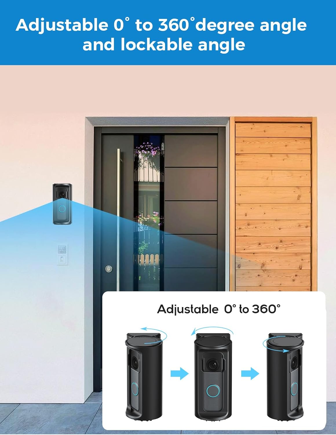 2026Anti-Theft Video Doorbell Mount，Adjustable 360° Degree Doorbell Angle No-Drill Mount Compatible with Ring Battery