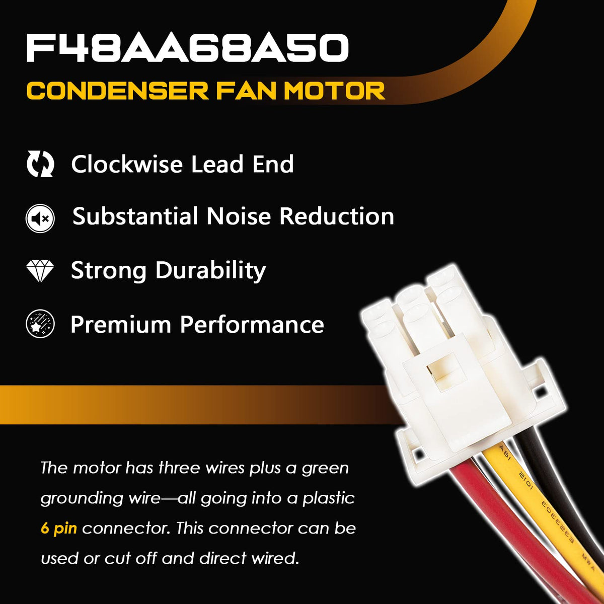 F48AA68A50 - Replace for York Coleman Luxaire Genteq/A.O. Smith OEM Condenser Fan Motor - Replace THGF36S41S3A THGF60S41S3A - 1/4 HP 208-230 Volt 850 RPM