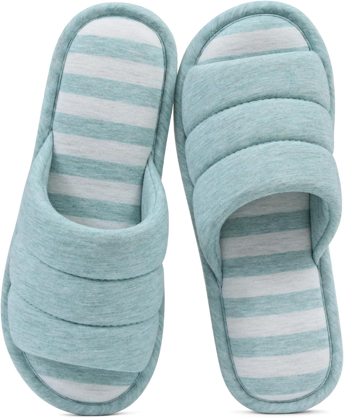 Open Toe House Slippers for Women Men Memory Foam Bedroom Shoes | Ultra-soft & Comfy Cotton, Lightweight &