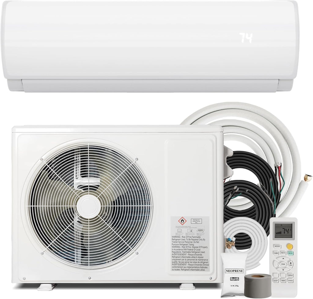 12000BTU Mini Split Air Conditioner Heat Pump, 19 SEER2 Inverter Compressor AC Unit Cools Rooms up to 750 Sq. Ft
