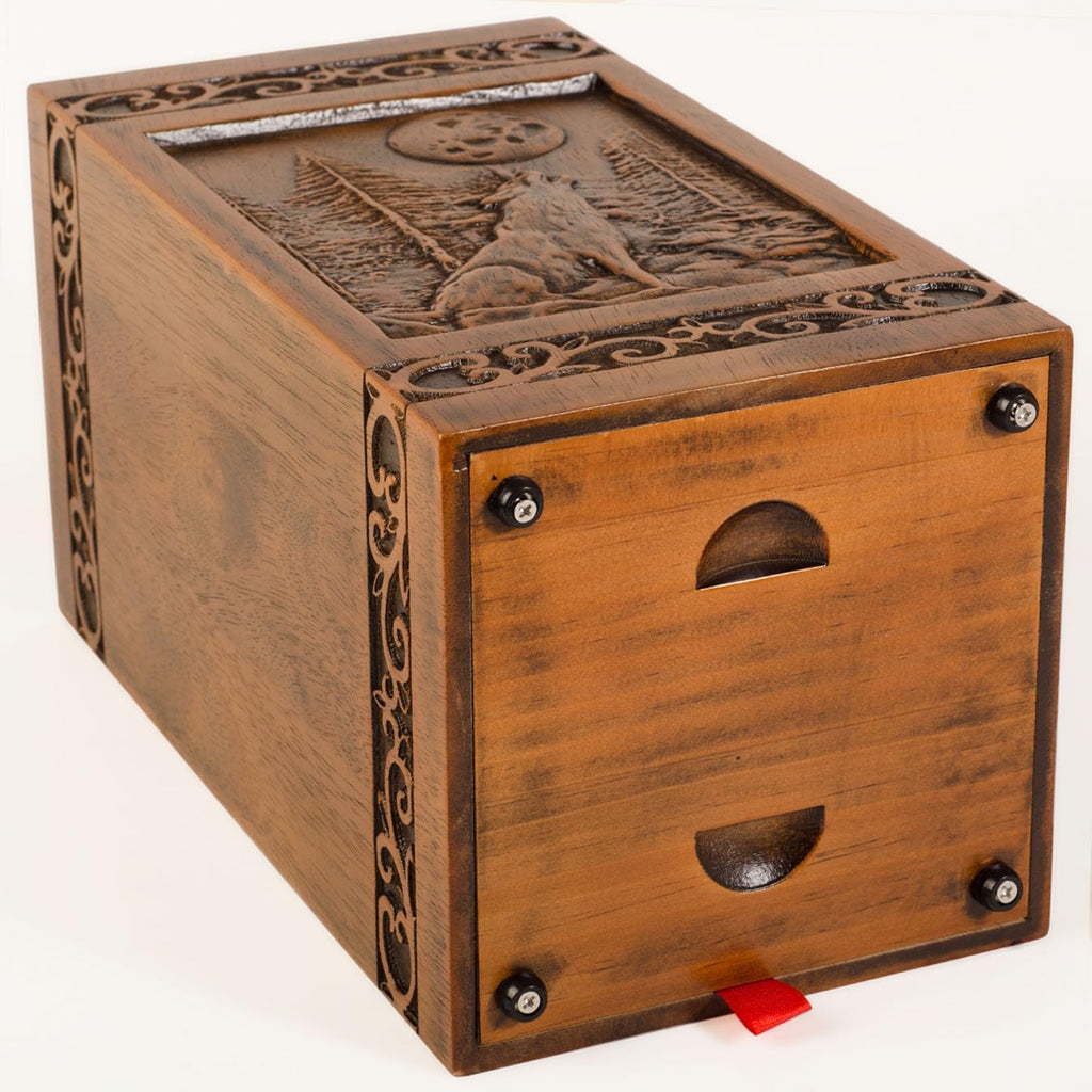 Wooden Cremation Urn for Human Wood Ashes Decorative Box Funeral Urns for Adult Male Female with Satin Bag Burial or