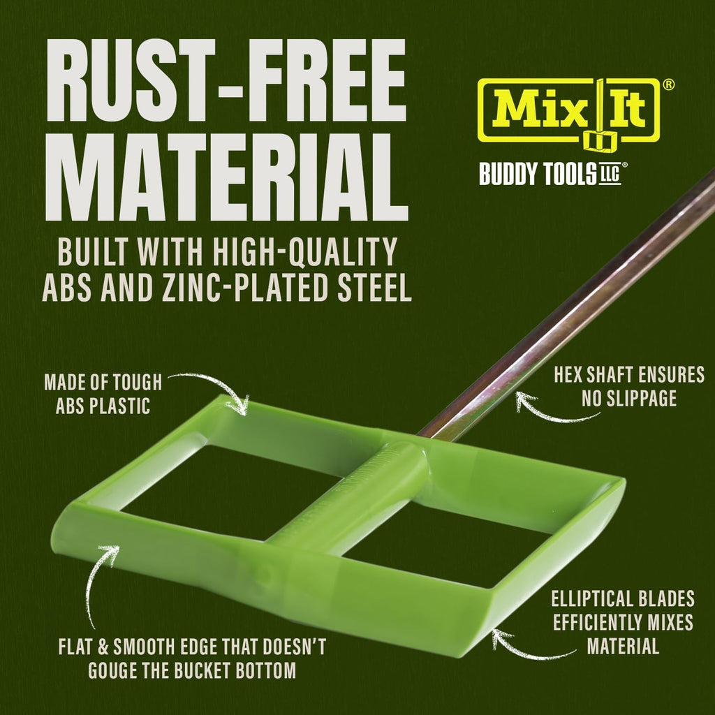 Mix It, 18" Length Mud Mixer | Durable ABS Paddle – Efficient Paint Mixer for Drill – Easy-to-Use & Rust-Resistant