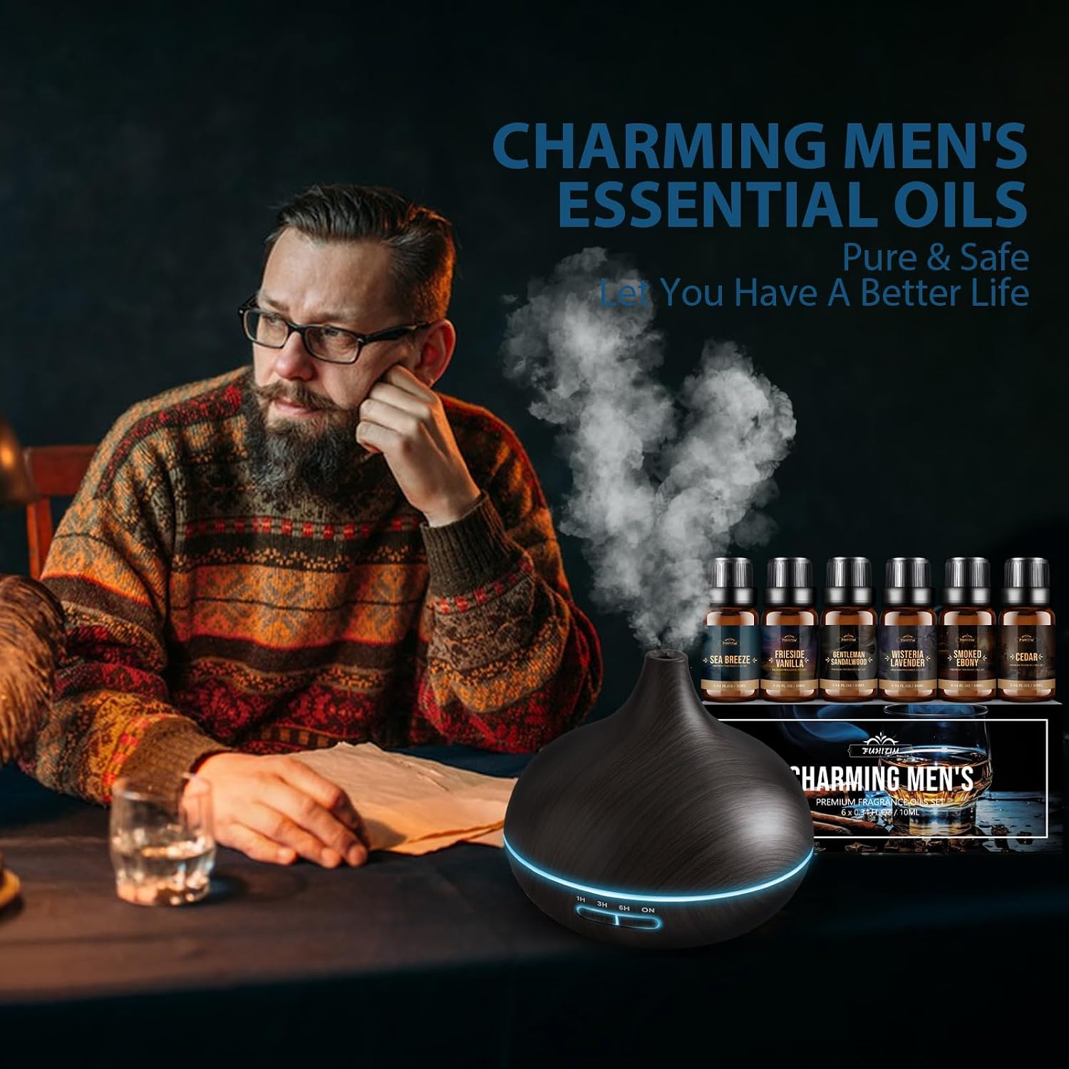 Fragrance Oil Charming Men's Set Diffuser Oil for Home（6 x 10 ML） | Soap & Candle Making Scents, Aromatherapy