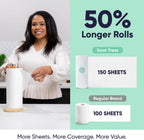 Bamboo Paper Towels 12pk - 1800 Sheets Bleached Paper Towel Rolls Ultra Absorbent & Durable Eco-Friendly Paper Towels