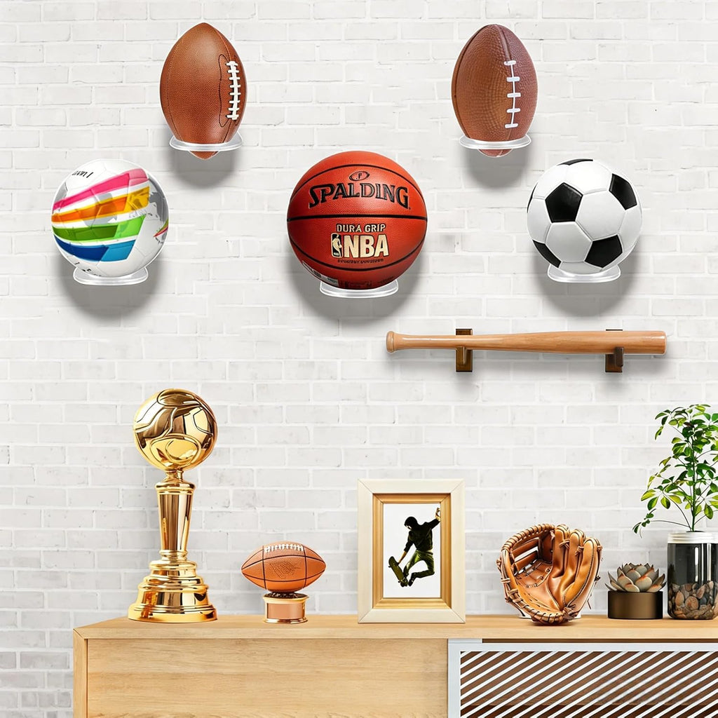 Basketball Holder Wall Mount, Acrylic Football Display Rack, Clear Ball Storage Hanger Wall Mount
