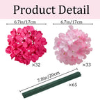 65Pcs MixedPink Hydrangea Artificial Flowers Bulk