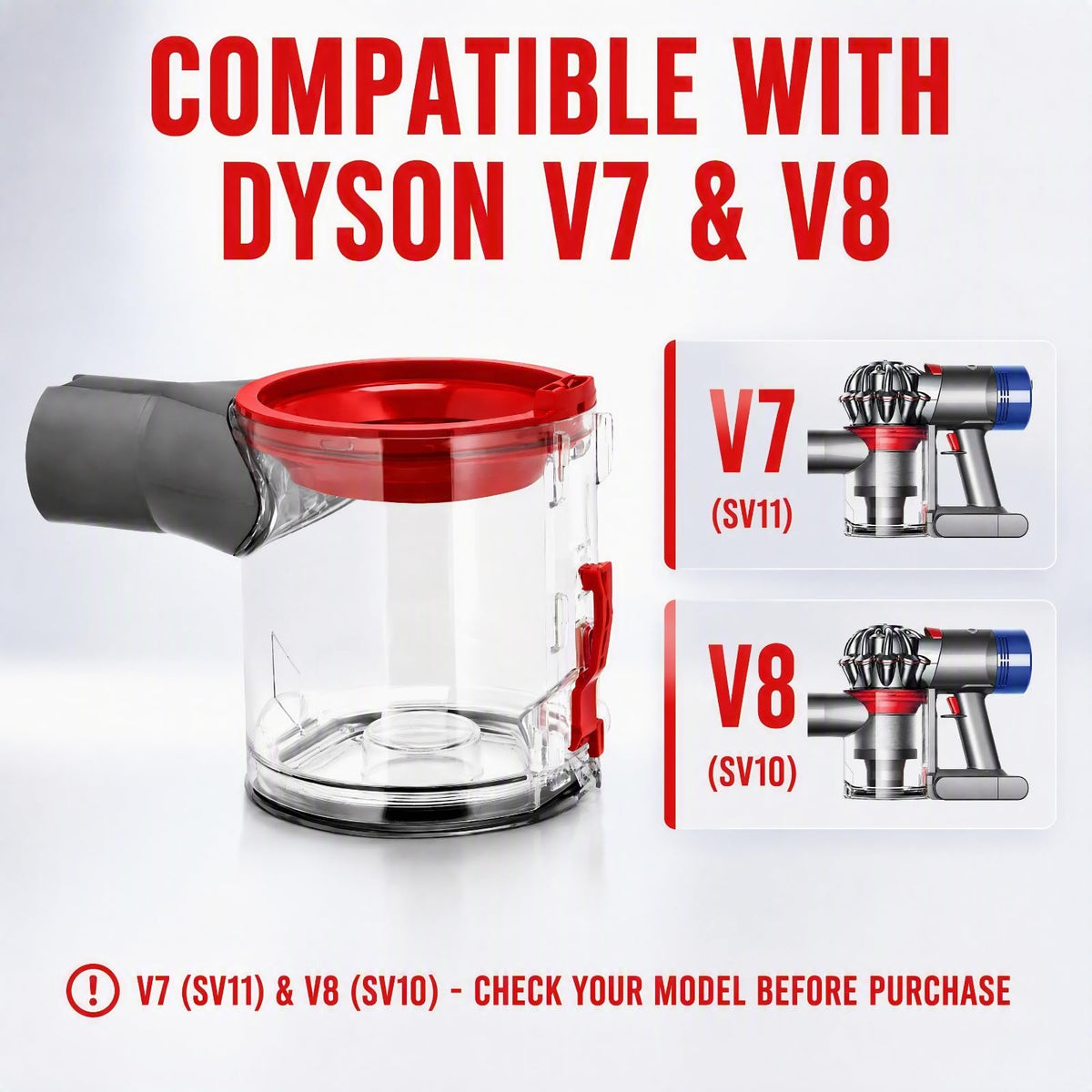 Gastrivo Replacement Dust Bin for Dyson V7 V8 SV10 SV11
