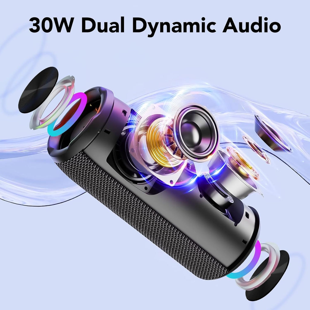 Portable Bluetooth Speaker, Bluetooth 5.4 Speaker, 30W Dual Speaker, 2.0 Channel, Deep Bass, 30H Playtime, Colorful