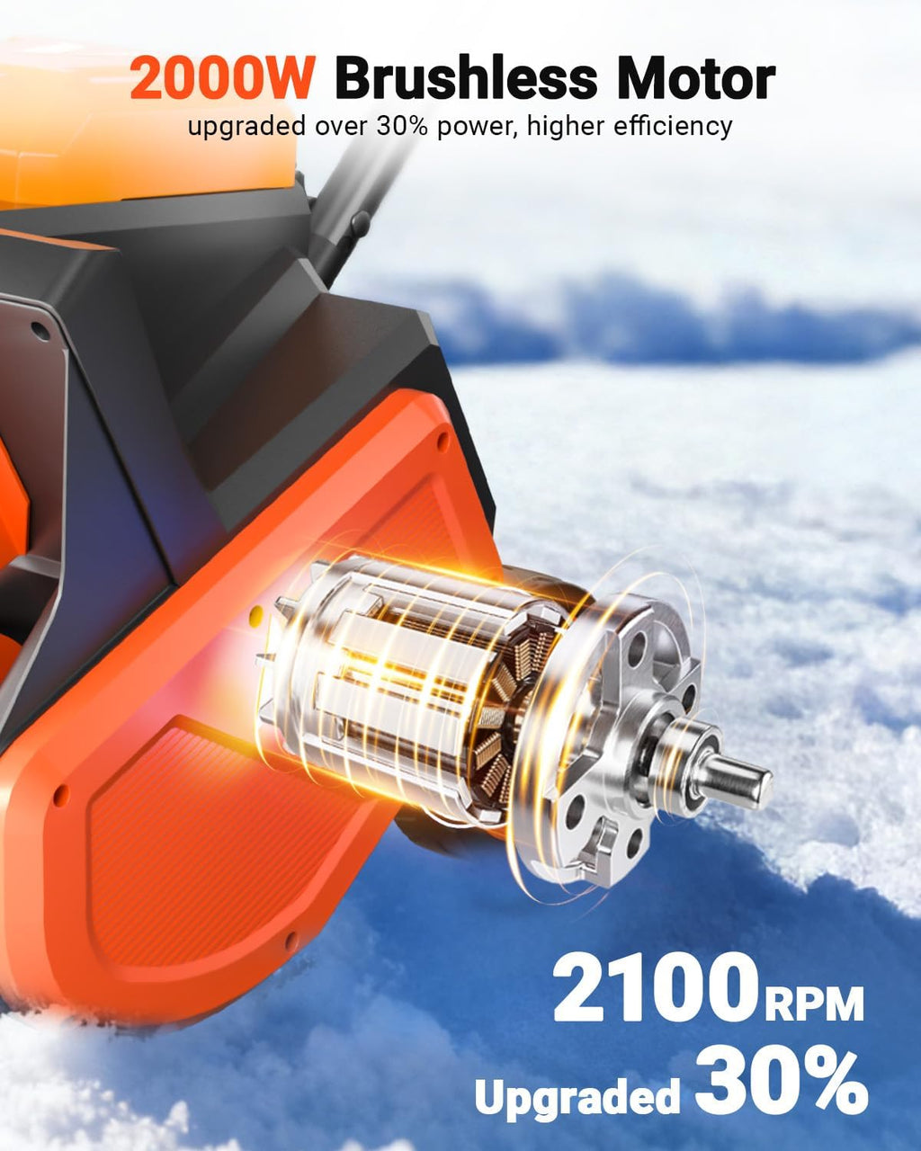 56V Cordless Snow Shovel, 14" Electric Snow Blower, 2000W Brushless Motor Battery Snow Shovel, 26FT Throw Distance