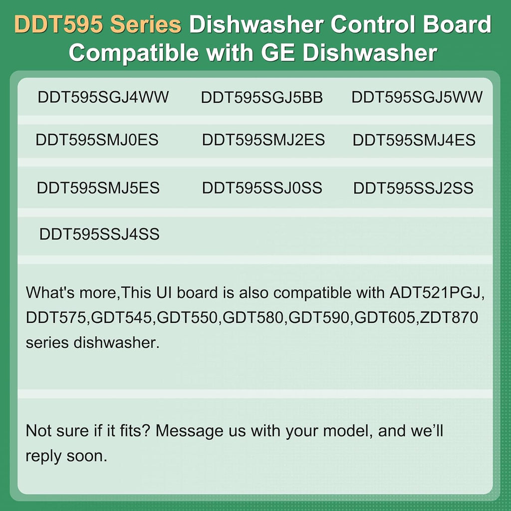 Dishwasher UI Board Compatible with GE DDT595 Series DDT595SGJ4WW