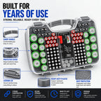 180 Battery Organizer Case with Tester, Double-Sided, Locking Lid