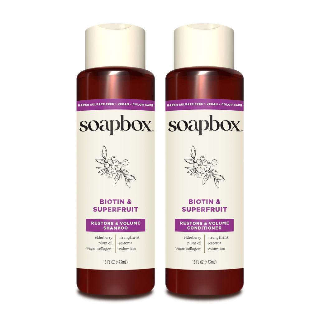 Biotin & Super Fruit Shampoo & Conditioner Set for Volume, 16oz