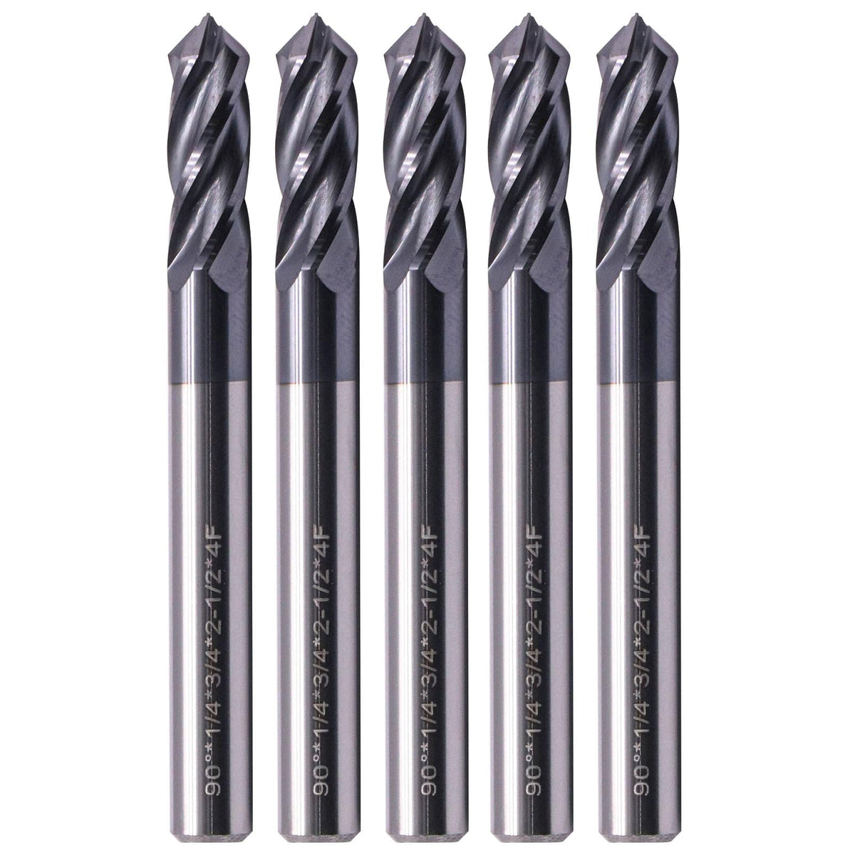 SEFHLI 4 Flute 90° Solid Carbide Drill Mill Set(5Pc, 1/4"), AlTiN Coated