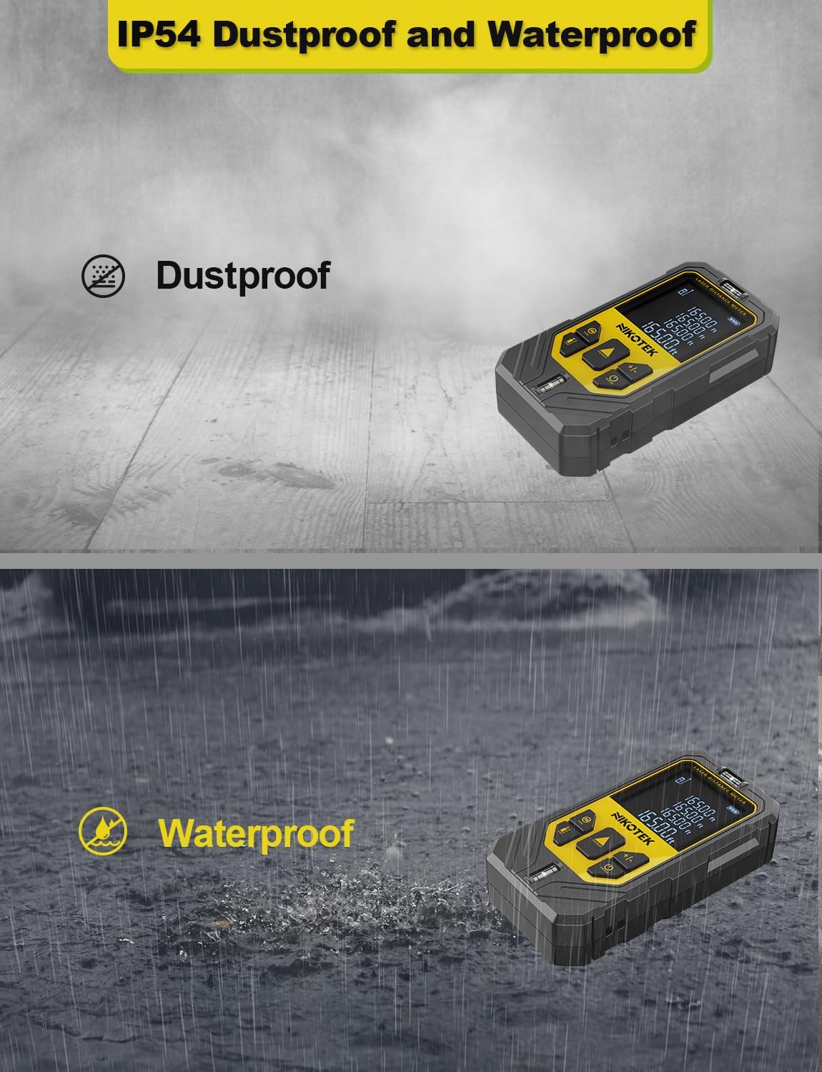 Laser Measure, NIKOTEK Laser Distance Meter with 2 Bubble Levels and LCD Backlit