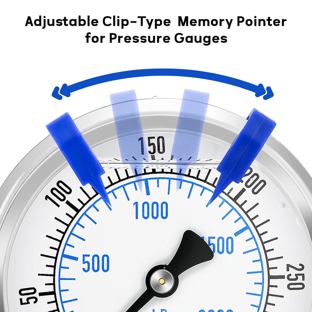 Clip-On Memory Pointer for Pressure Gauge & Thermometer, Retains Pressure Reading, for 2" 2.5" 3" Dial (15-Pack)，Easy