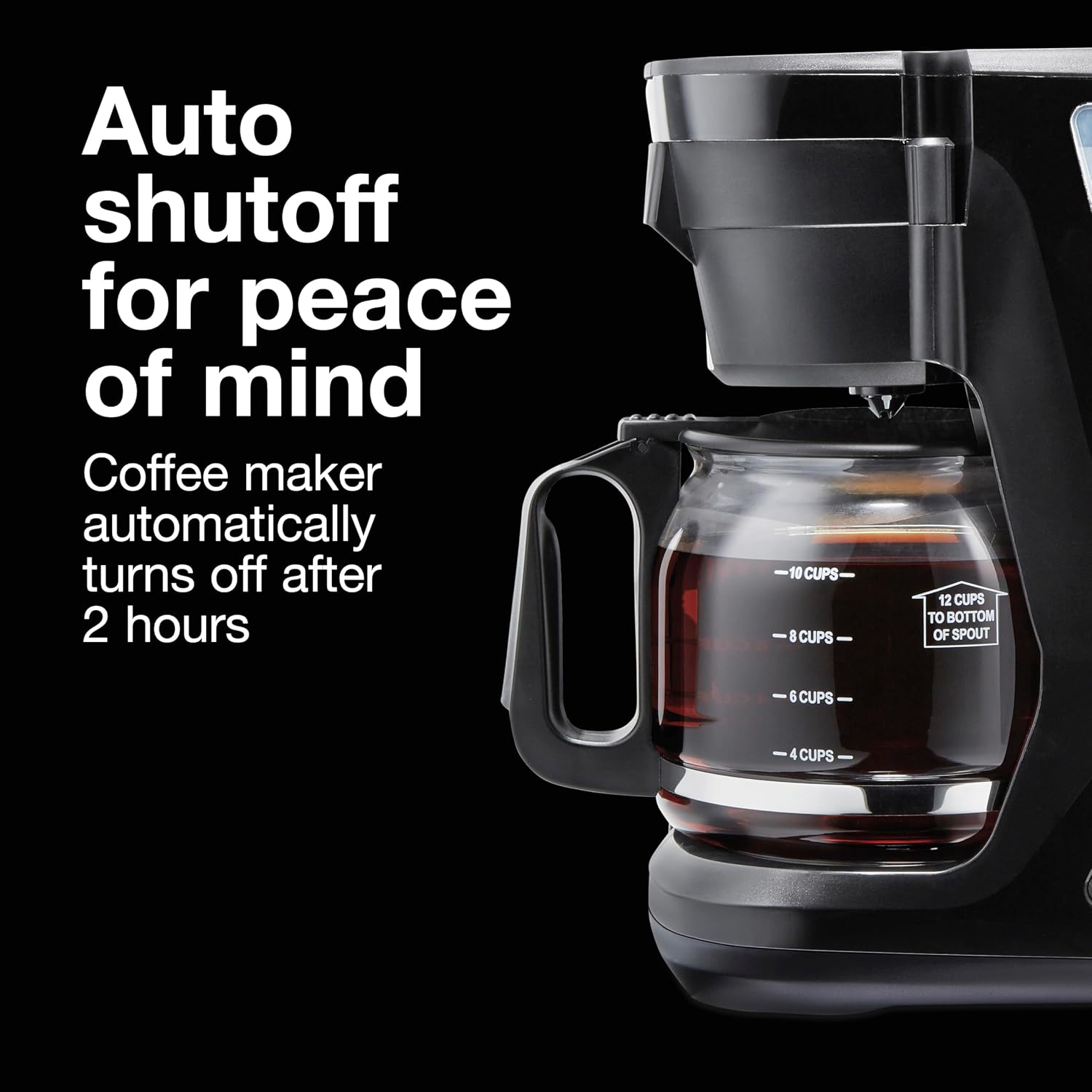 Digital & Programmable FrontFill 12 Cup Drip Coffee Maker | Glass Carafe | Compact | Auto Shutoff | Black & Silver |