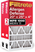 20x25x4 Air Filter MERV 11, MPR 1000 Micro Allergen Defense 2-Pack, Fits Honeywell & AprilAire, AC Furnace HVAC