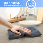 Kitchen Dish Washcloths Microfiber Gray with Poly Scour Scrub Side