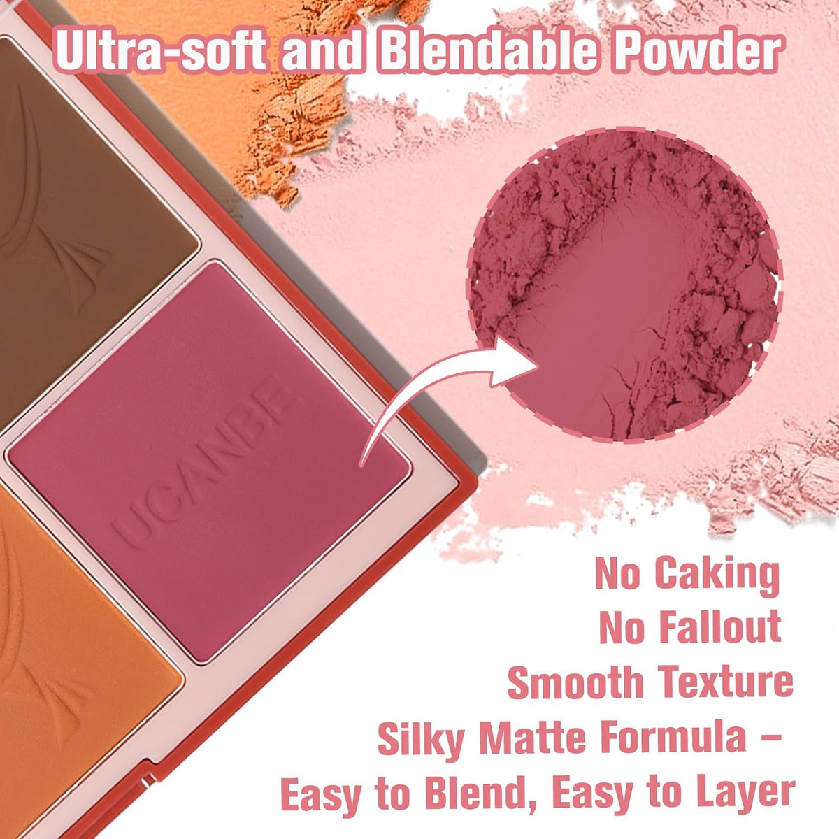 8 Colors Face Matte Blush Palette Shading Blusher - Buildable Facial Cheek Blusher Contour Bronzing Pressed Powder