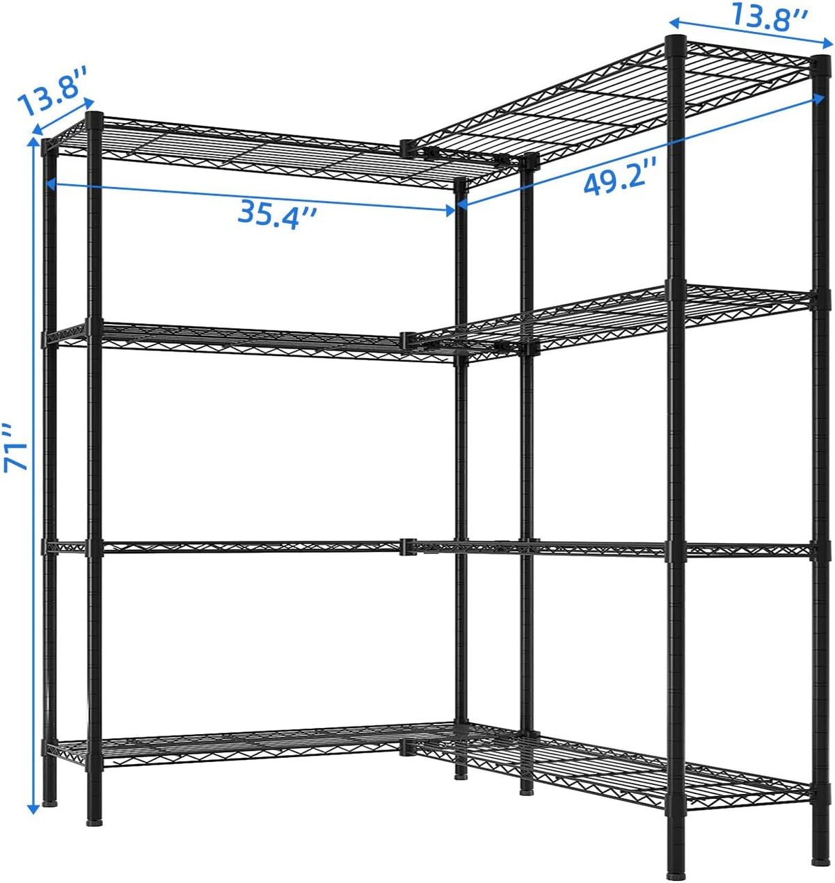 8-Tier Wire Shelving Unit,49.2''W Storage Shelves,Metal Shelving for Storage Rack Shelves for Storage Heavy Duty