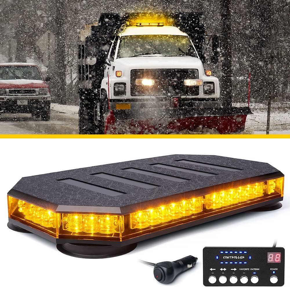 42 LED Roof Top Strobe Beacon Light Bar Hazard Warning Emergency Flashing Plow Lights with Controller for