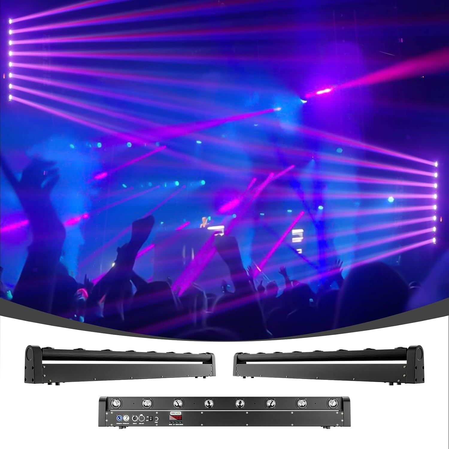 Moving Head Led Light Bar LED 8x12W, RGBW 4IN1 | Beam & Dazzling Effect, 8° Lens, 180° Tilt,DMX & Sound Control dj