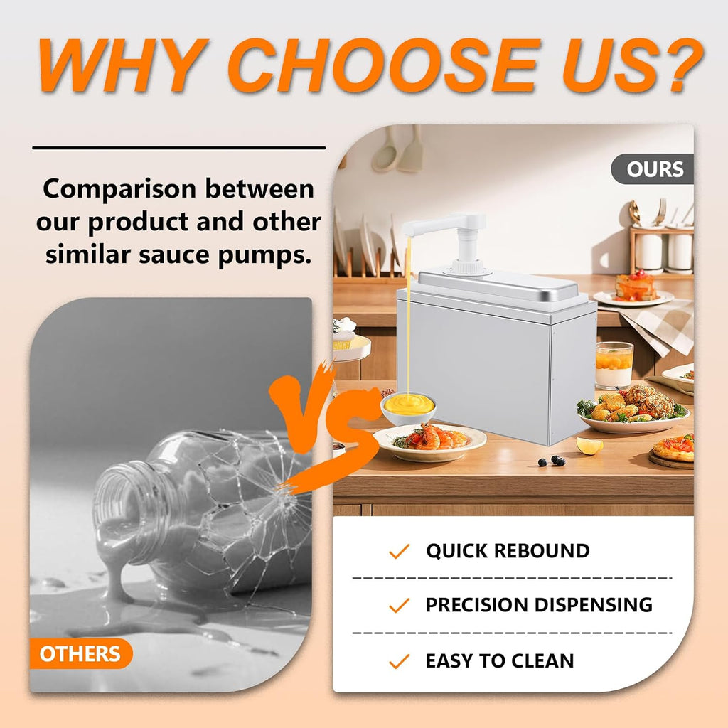 Condiment Dispenser Pump - Large Capacity Detachable Syrup Pump with Measuring Cup, Leak-Proof Design for Sauce