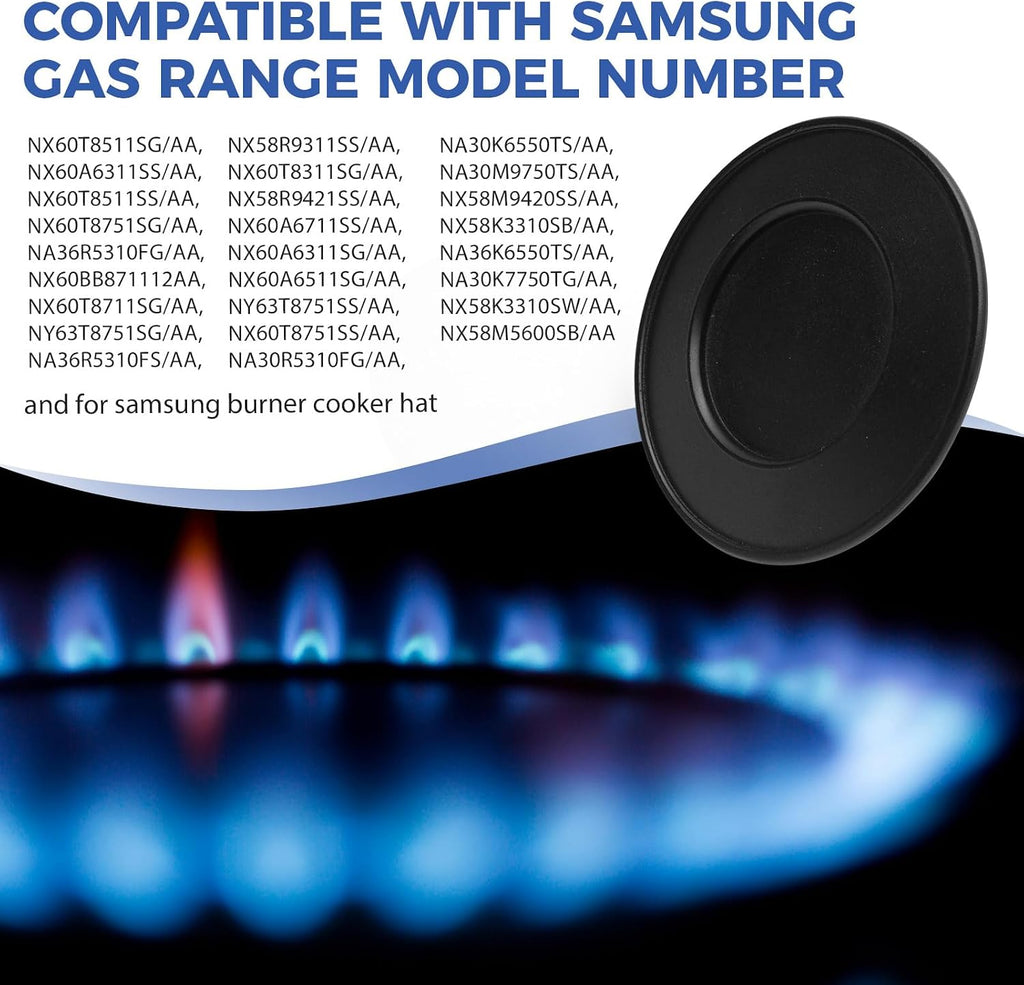 DG62-00070A Burner Cap for Samsung 2.6 in Medium Range Surface Burner Cap Flat NX58H5600SS/AA NX60T8311SS/AA NX60A6511SS/AA, Head Burner Flame Cover Cooker Hat