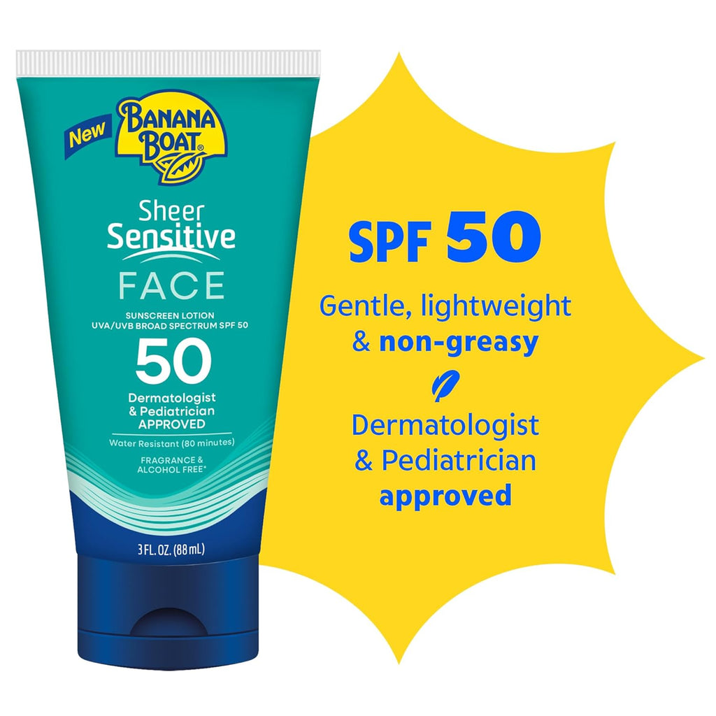 Sheer Sensitive Face Sunscreen Lotion SPF 50, 3 Fl Oz